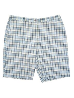Laura Scott cotton blue & white plaid Madras Bermuda Shorts. Size 18